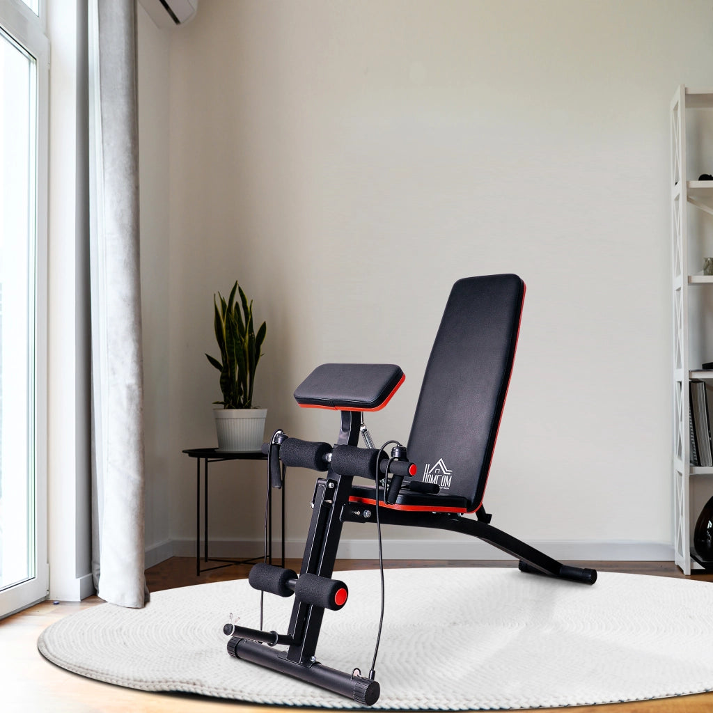 Panca multifunzione per allenamento con pesi e sistema di estensione a molla, portata fino a 120 kg, colore nero, dimensioni 54 x 160 x 106 cm.