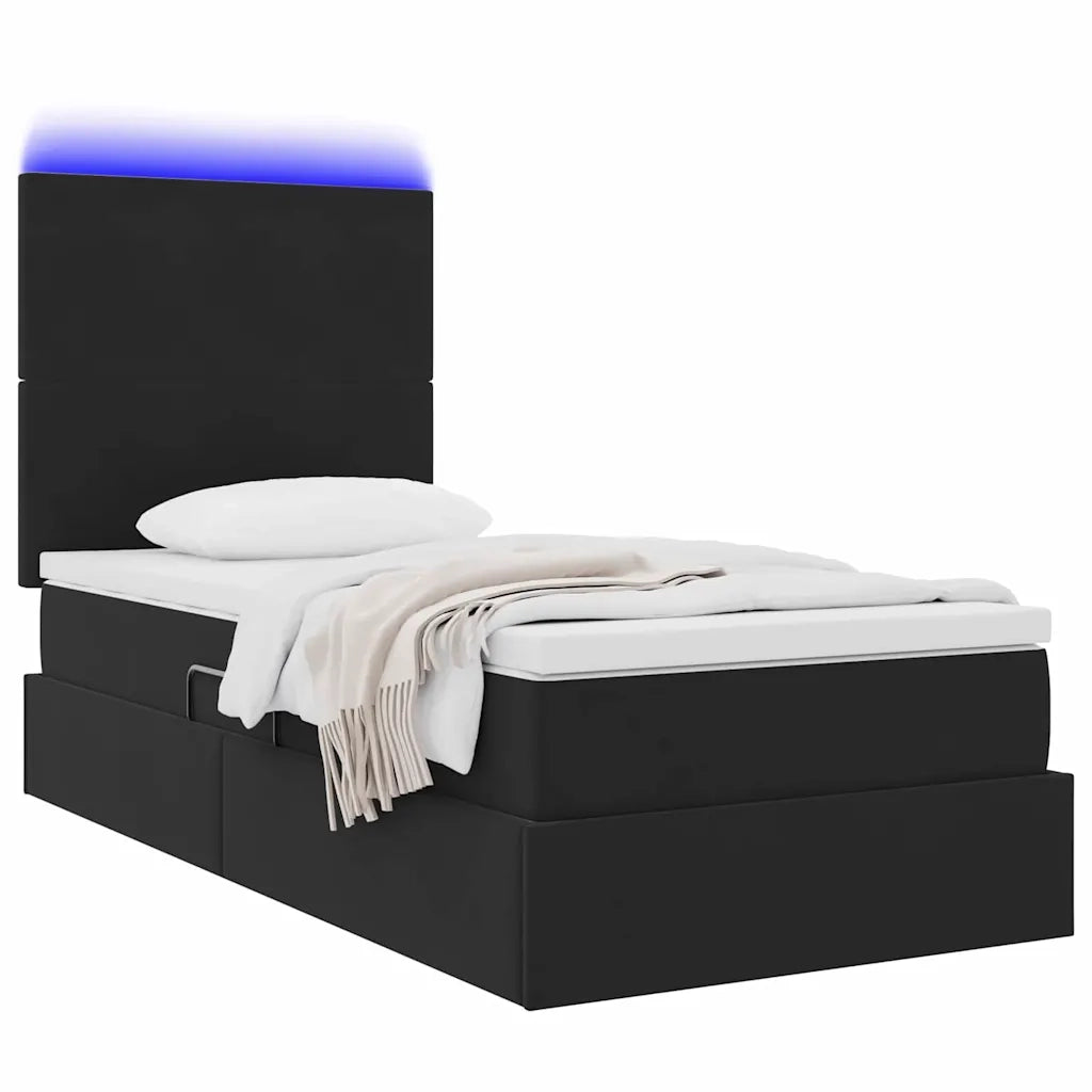 Letto con contenitore LED e materasso Nero 90 x 190 cm Velluto 3372575