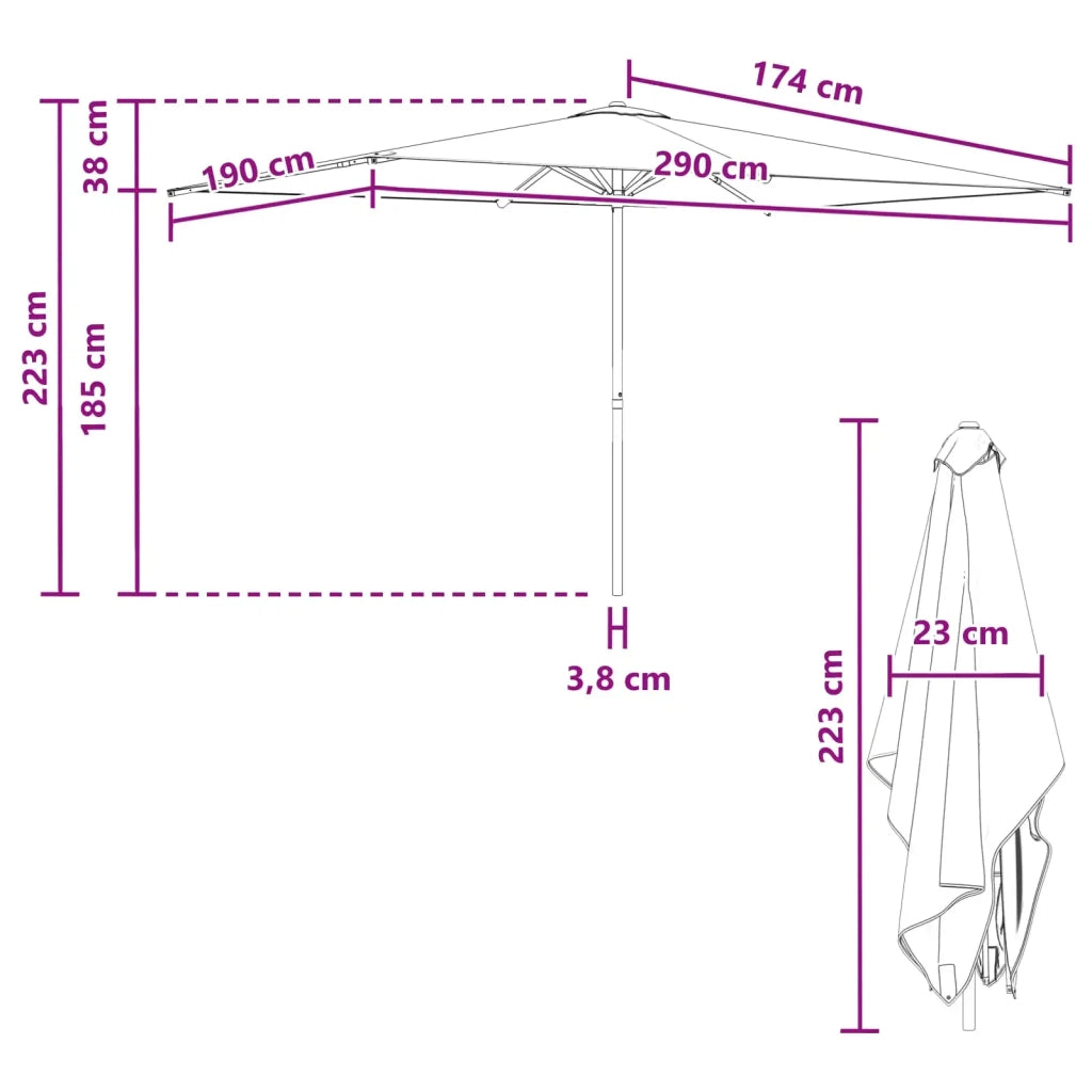 Ombrello da giardino 200 x 300 cm Poliestere Rettangolare 42036171