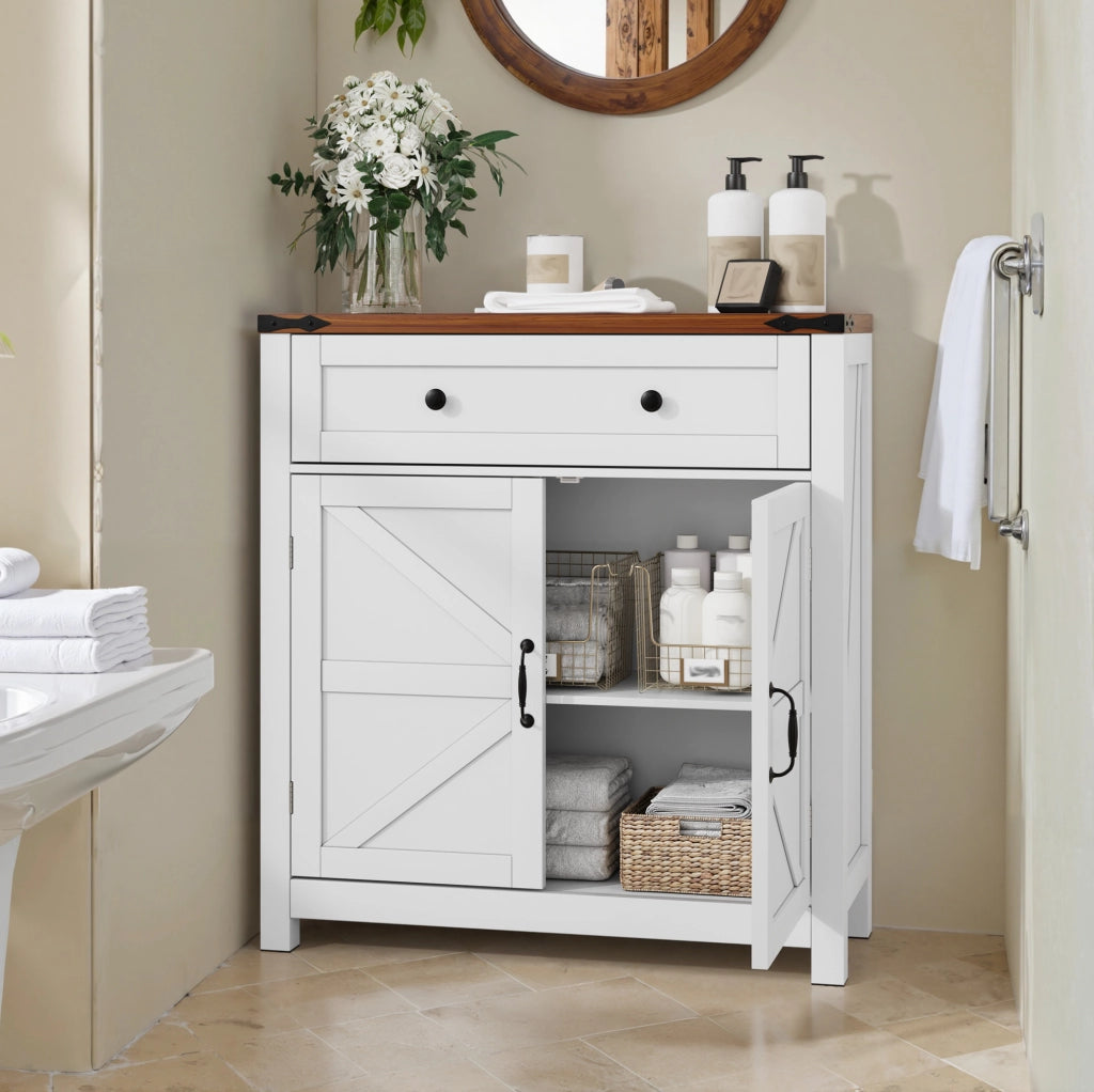 Mobile contenitore stile rustico con ripiano effetto noce, 76x30x83 cm