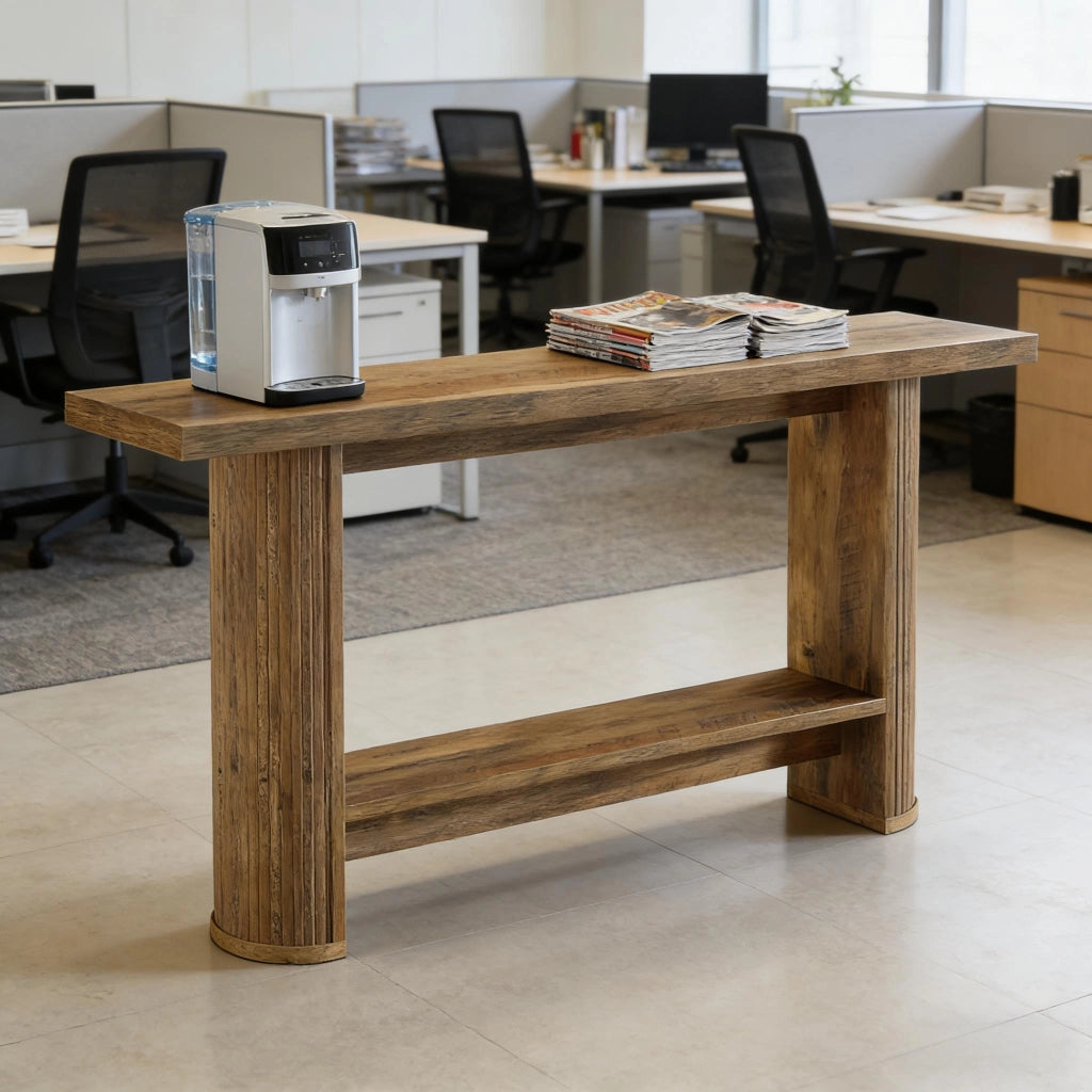 Consolle moderna dal design sottile in legno ingegnerizzato marrone salvaspazio per ingresso e soggiorno 153 × 38 × 16 cm