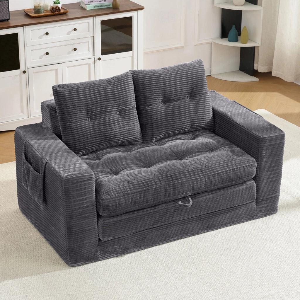Divano 2 Posti con Braccioli Allargati e Tasche Laterali ¨C MINIMAL ¨C Grigio