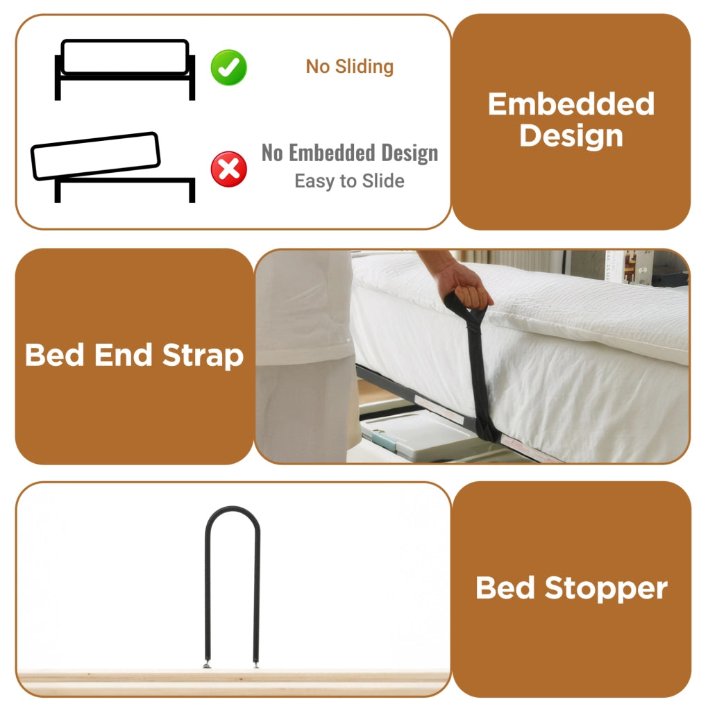 Letto singolo imbottito 90x200 cm con spazio contenitivo, illuminazione LED e materasso H3 a 7 zone