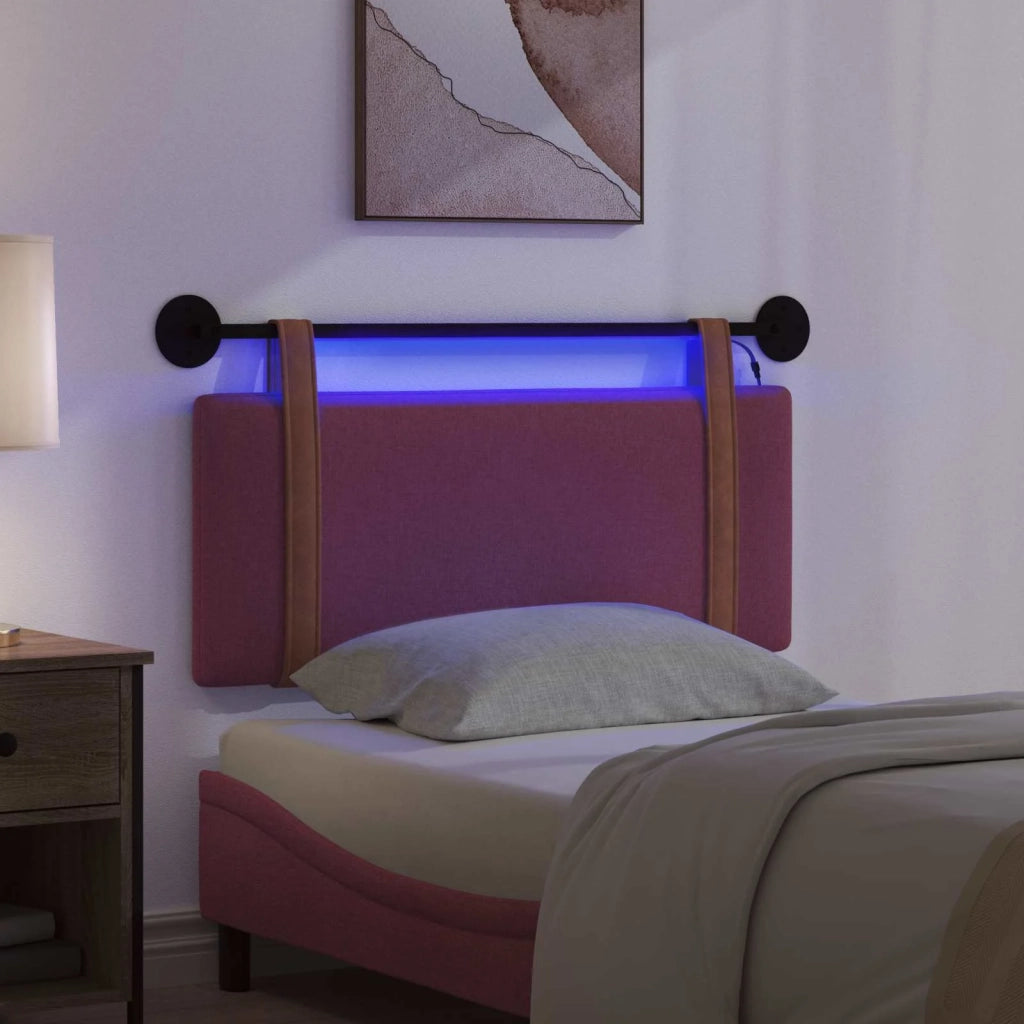 Testiera | Testata sospesa Con luce LED Rosso Vino PU Antico