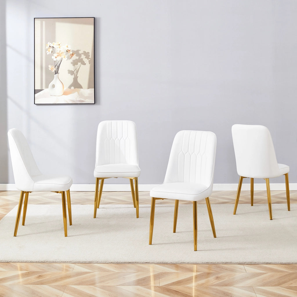 SEDIA da pranzo ergonomica 89 cm PU bianco oro