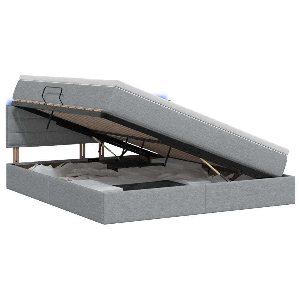Letto con contenitore LED e materasso Grigio Chiaro 3458997