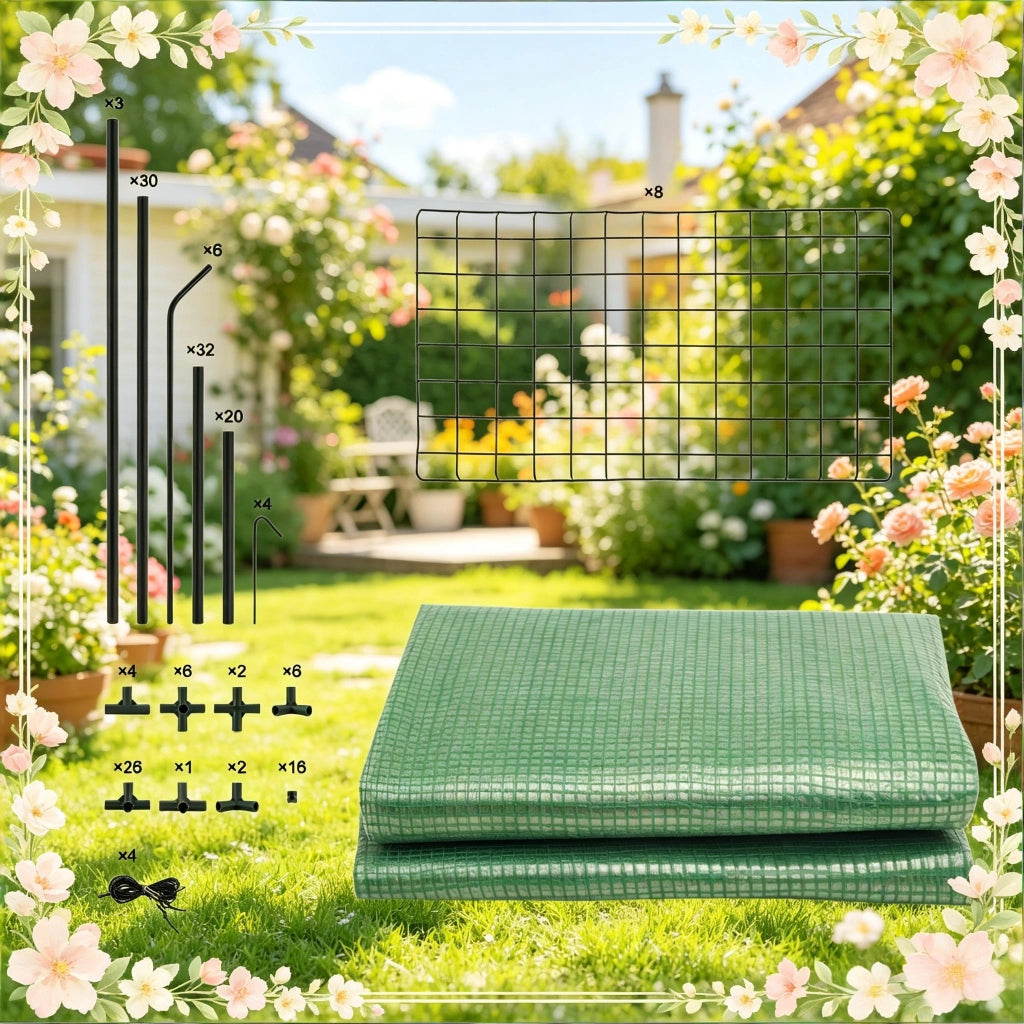 Serra per pomodori da giardino in polietilene; struttura in acciaio verniciato; apertura frontale; verde; 143 x 143 x 195 cm