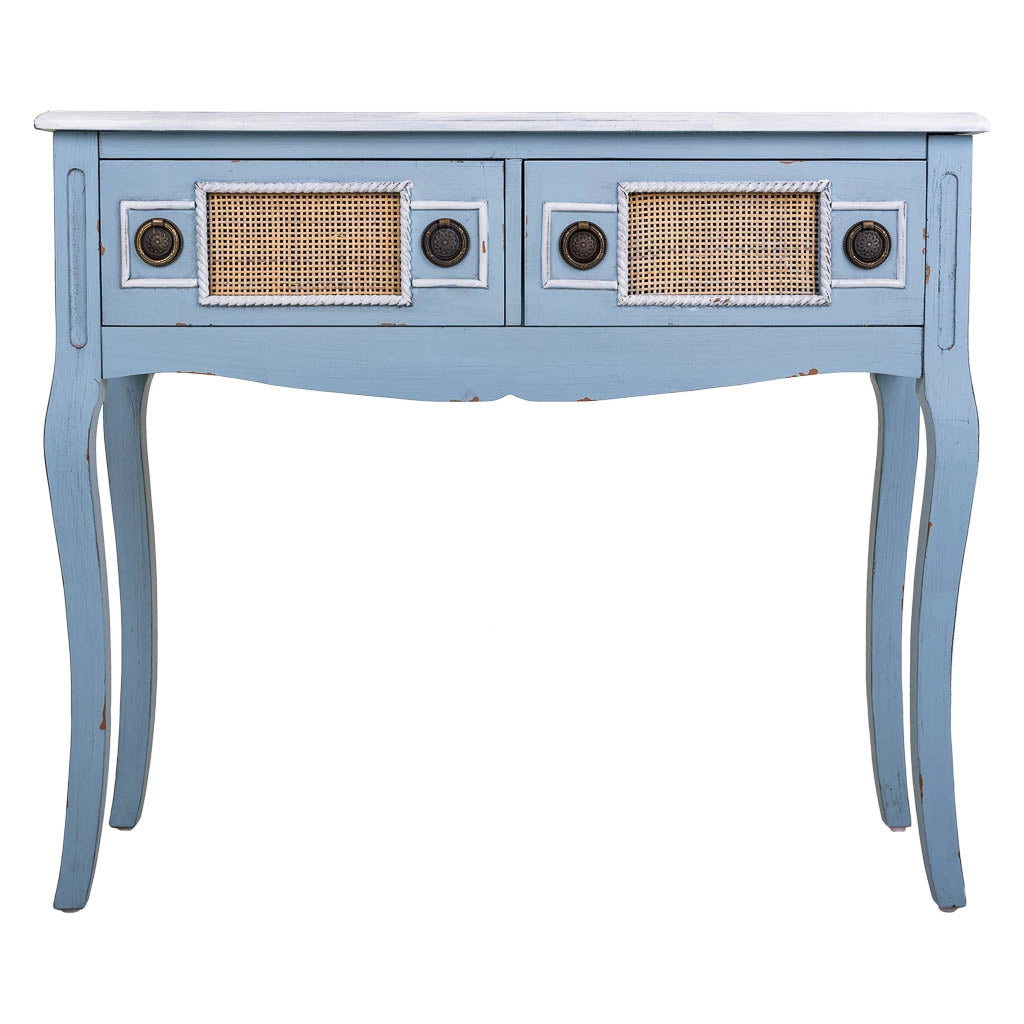 Mobile da ingresso in legno blu 90x33x77h