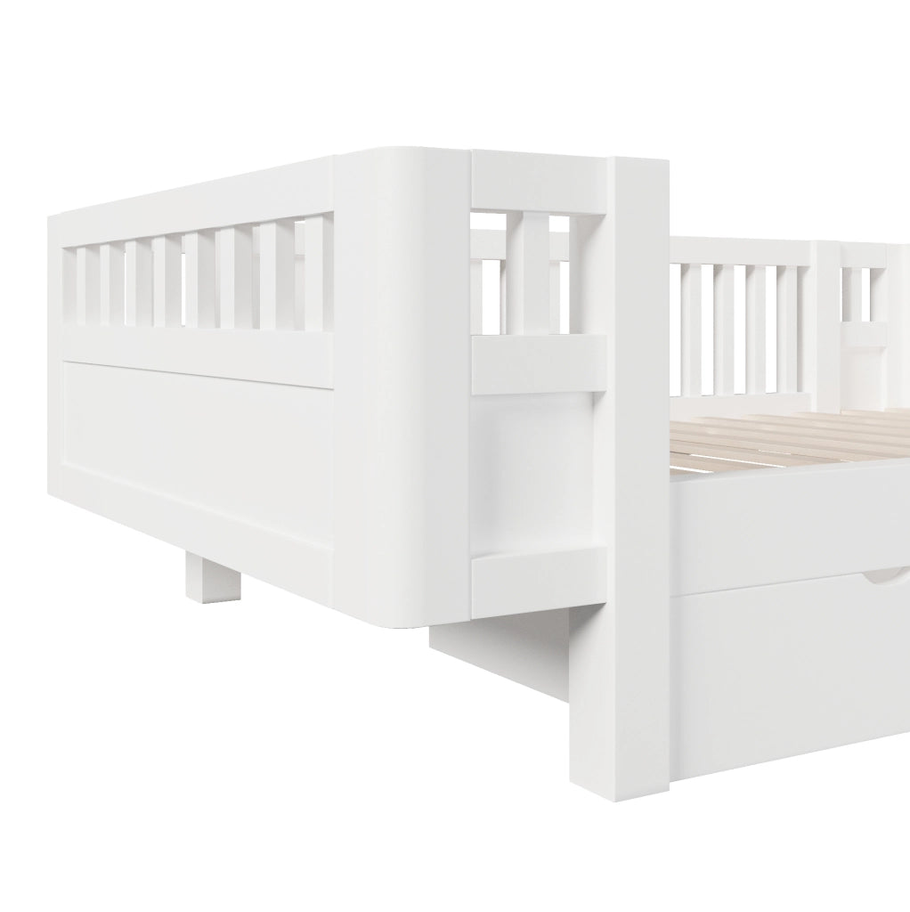 LETTO Piattaforma 90x200 cm con Sponde Alte e 2 Cassetti Bianco