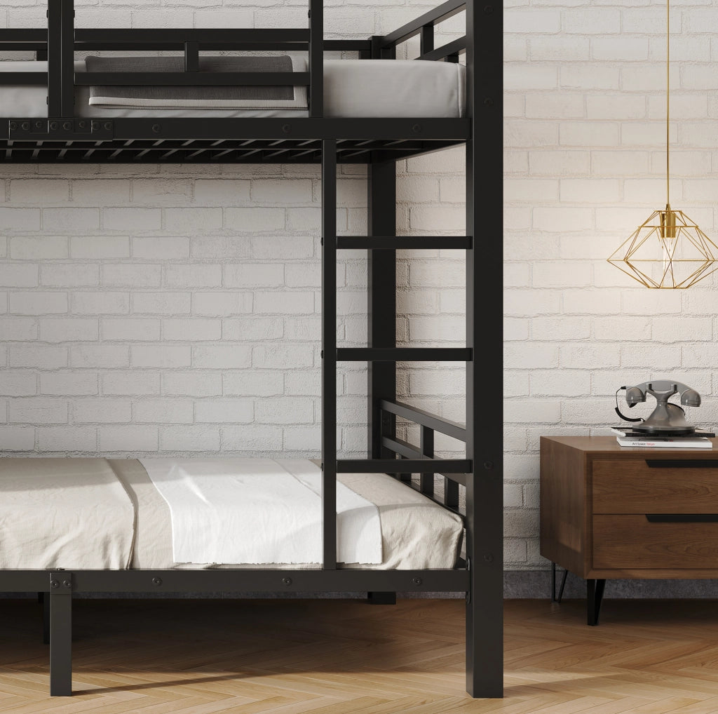 Letto a castello 120x200 cm in metallo con guardaroba e cassetto nero HOMVRA