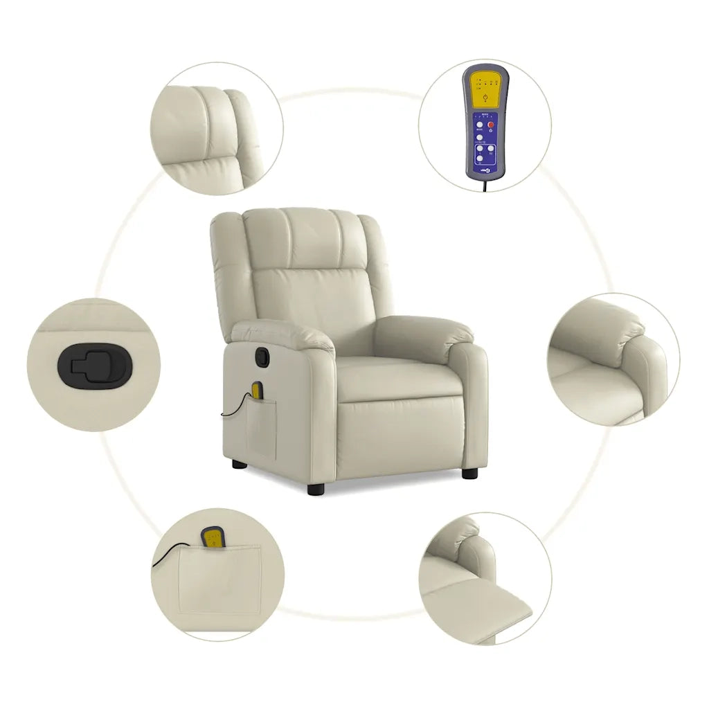 Poltrona da Massaggiante | Sedia Relax Reclinabile Crema Similpelle