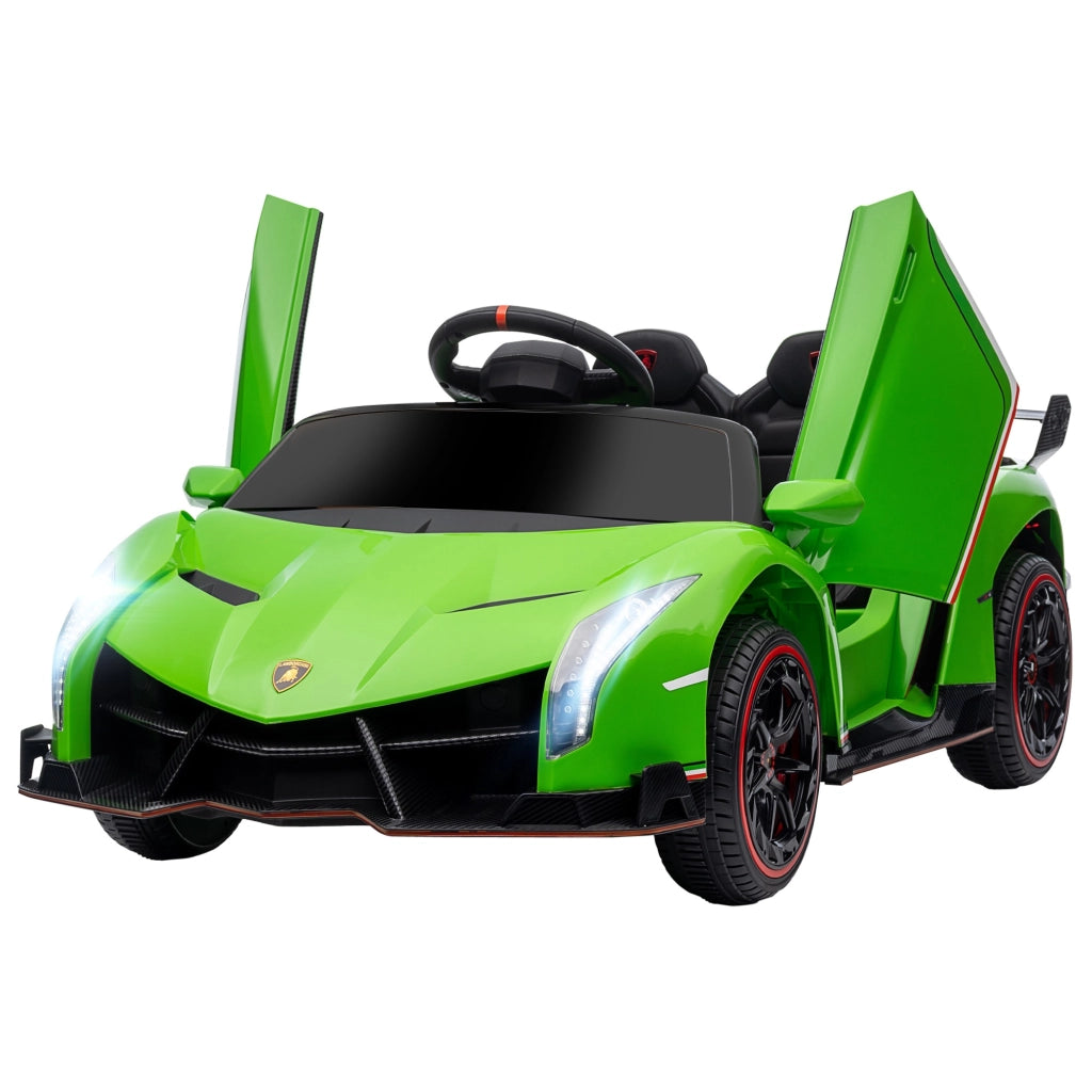 EasyComfort Macchina Elettrica per Bambini 3-6 Anni con Clacson e Bluetooth, Auto Lamborghini Veneno a12V con musica e Telecomando, Verde