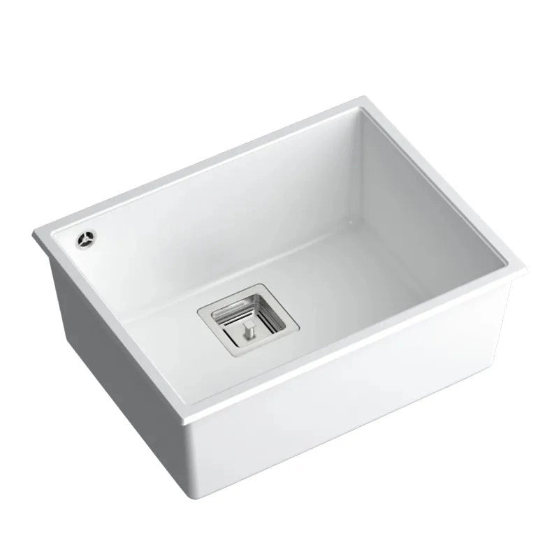 Lavello In Granito David 50 White Tappo acciaio