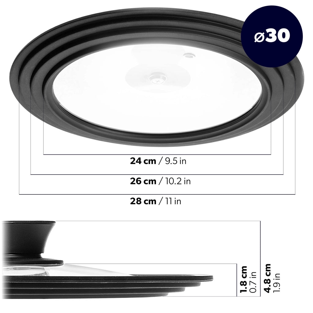KADAX Coperchio in vetro e silicone 24/26/28 cm
