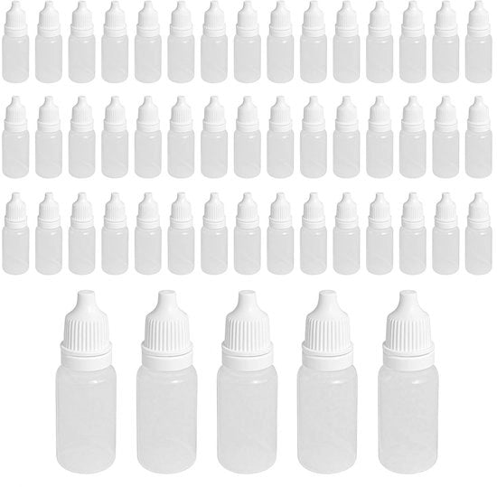 Flescino per gocce 10 ml - Flescino con siringa - Plastico - 50 pezzi - Sterilizzabile - Per liquidi come oli e vernici - Flescini per gocce