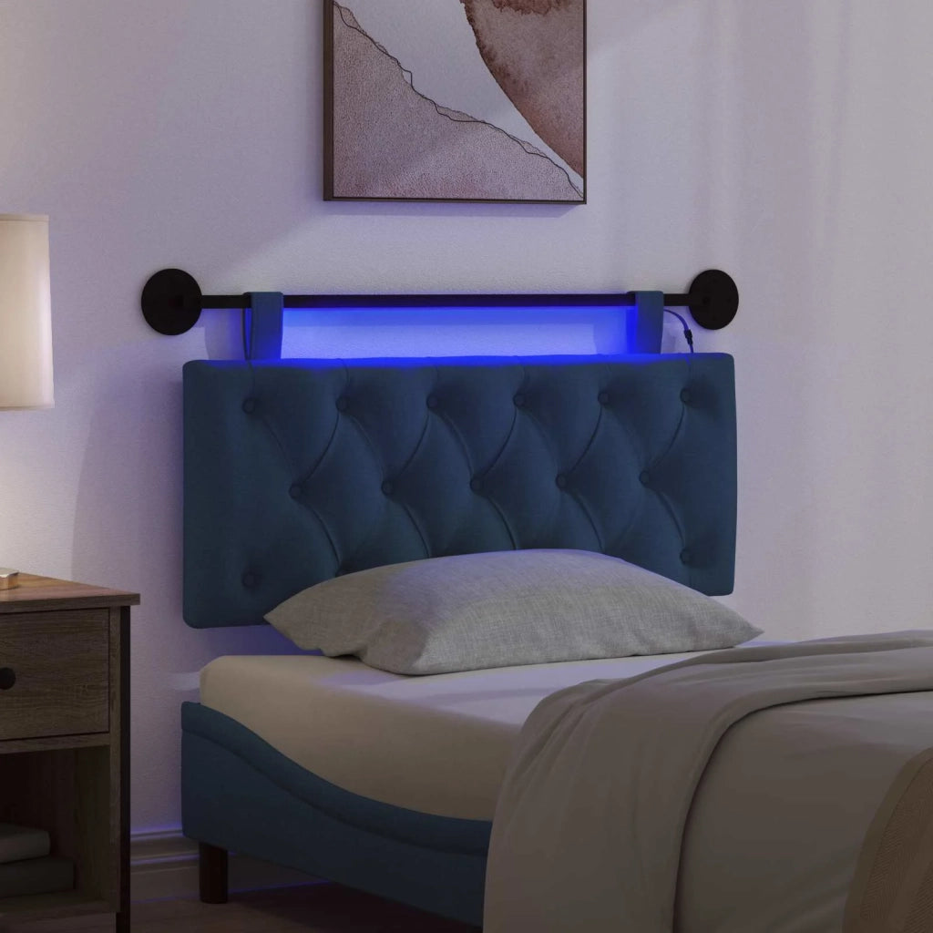 Testiera | Testata sospesa Con luce LED Blu Tessuto