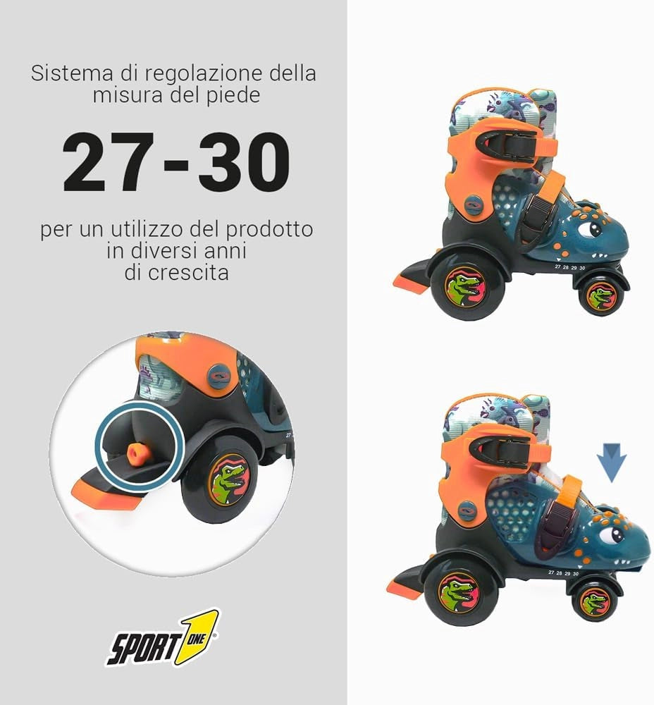 Pattini a Rotelle Bambino Regolabili Pattini a 4 ruote per ragazzi, bambini, principianti, pattini a rotelle di 4 dimens