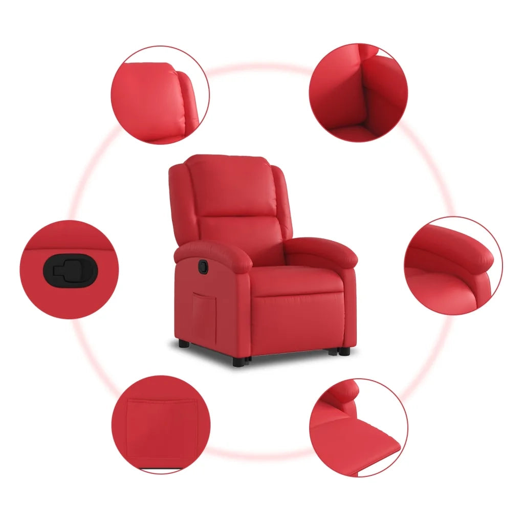 Divano Sedia-Poltrona Alzapersona Reclinabile Rosso in Similpelle 245191