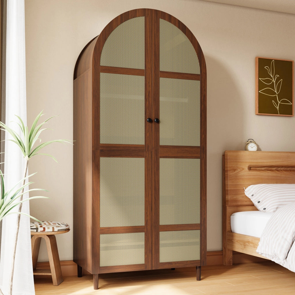 ARMADIO con bastone appendiabiti e cassetti 80x50x179 cm Noce MDF e truciolare
