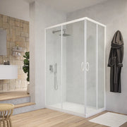 Box doccia angolare 80x120 cm trasparente 4 mm profili bianchi | Grenada