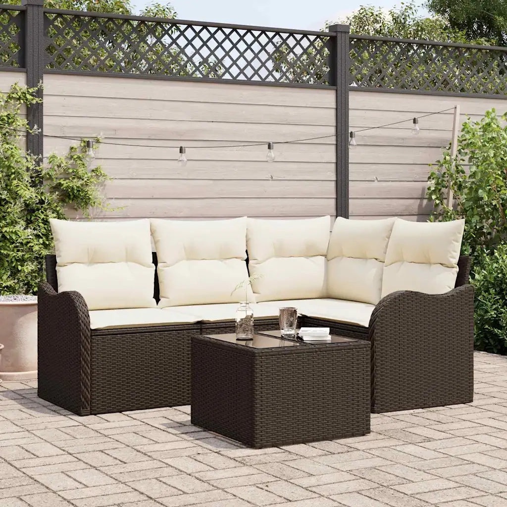 Set Divano da Giardino | Set Salotto da Giardino Marrone polyrattan