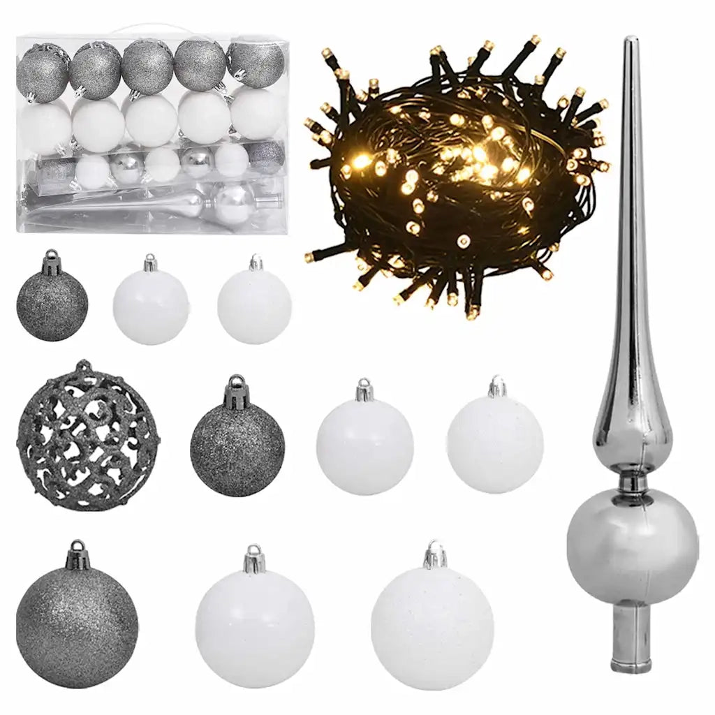 Albero Natale Artificiale 150 LED Palline e Neve Fioccata 150cm 3210100