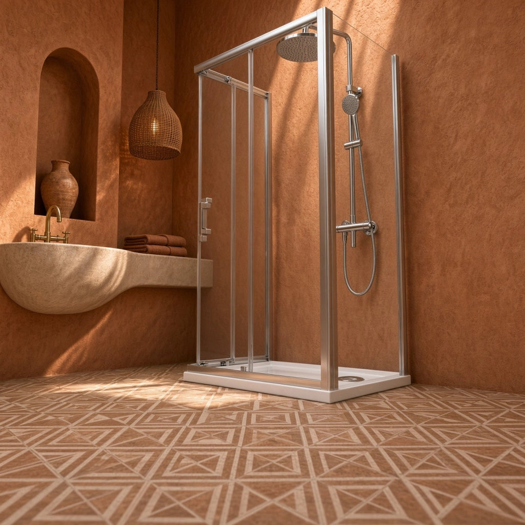 Box Doccia 3 lati 70x70x75 cm: fisso + angolare scorrevole Cromato LICA