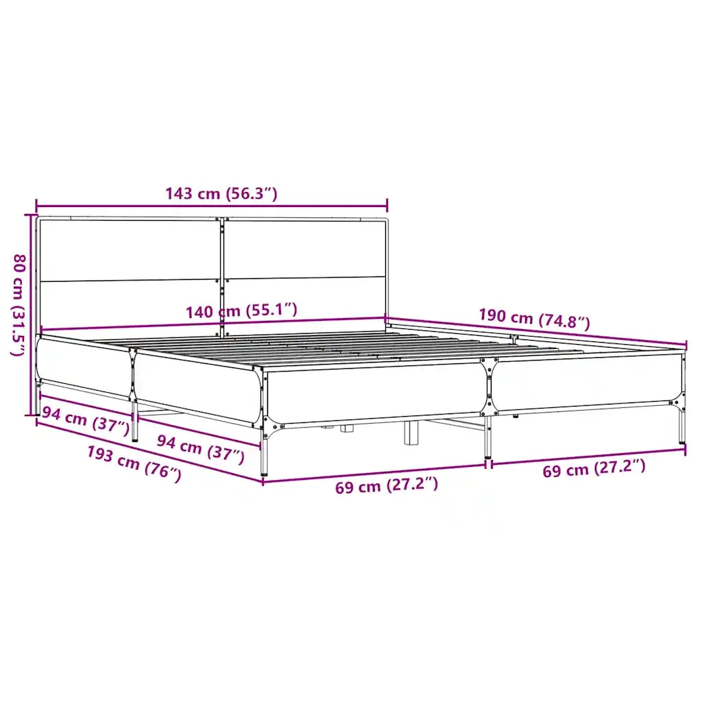 Giroletto Rovere Sonoma 140x190 cm in Legno Multistrato Metallo 3280033