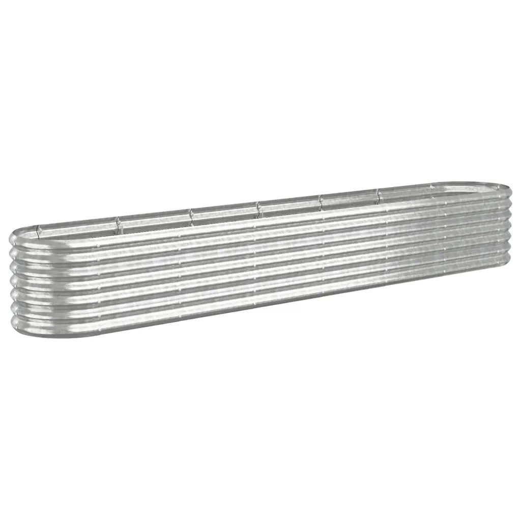 Aiuola ovale rialzata 260 x 40 x 36 cm robusta e resistente alle intemperie realizzata in acciaio zincato argento 02_0046562