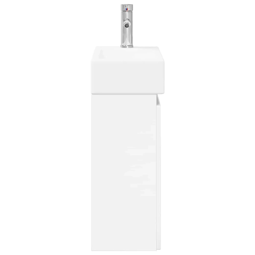 Mobile Bagno | Armadio da bagno con rubinetto Bianco Lucido 45,5 x 22,5 x 84 cm