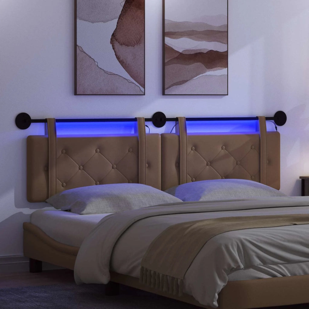 Testiera sospesa Con luce LED Cappuccino Similpelle 3424211