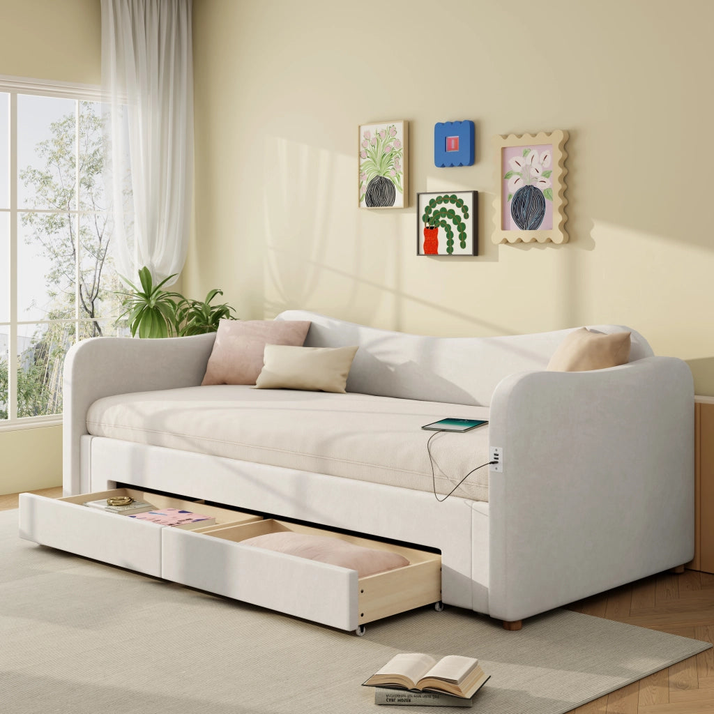 letto imbottito velluto beige 90 x 200 cm