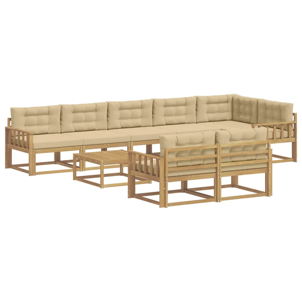 Set di divani da esterno 9 pz Bianco e Beige Poliestere 3386652