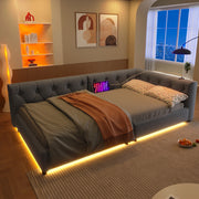 Daybed Imbottito 90x200 cm con LED; USB; USB-C; Grigio