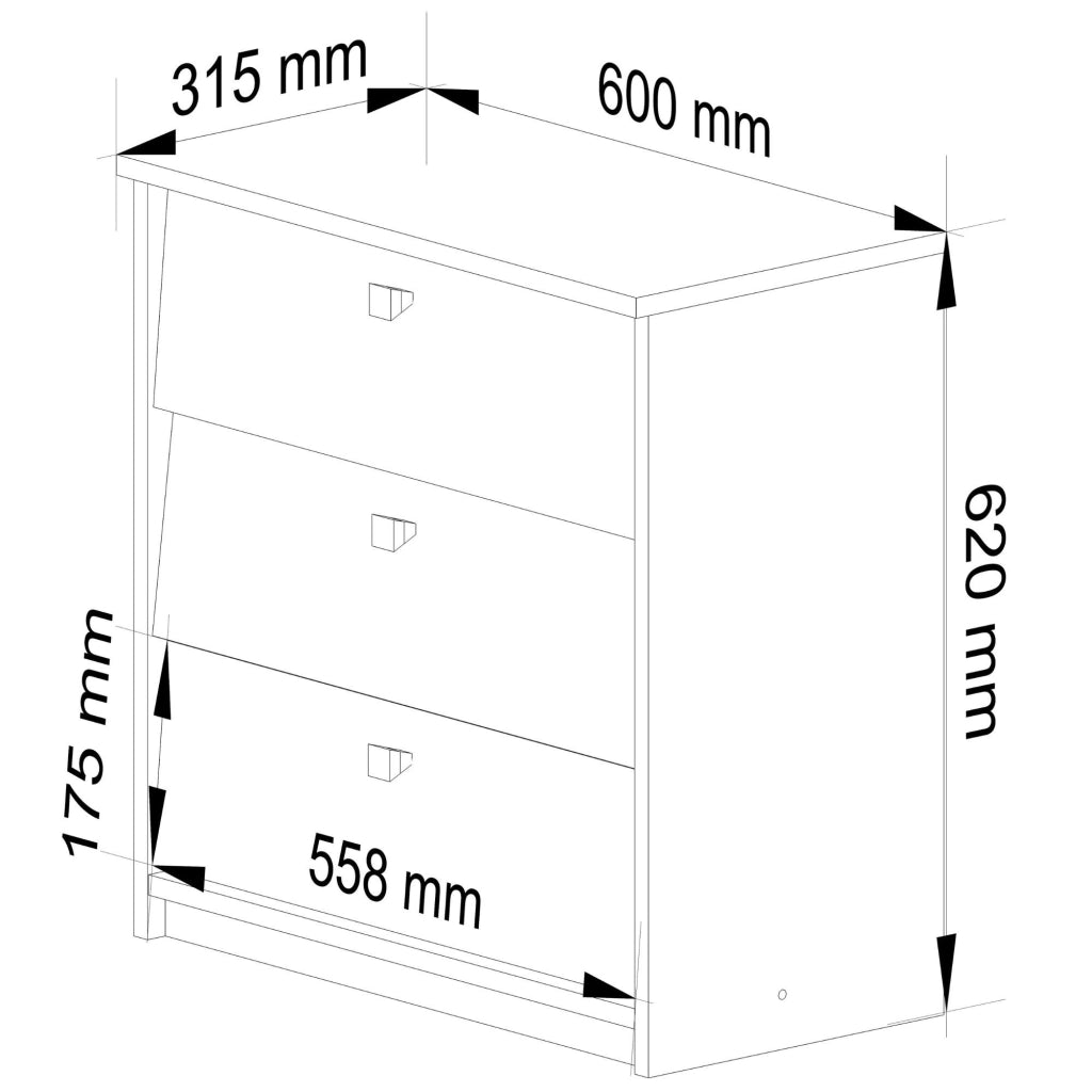 Scarpiera AKORD MINI Ontano 60 cm 3 ante 60x31x62 cm
