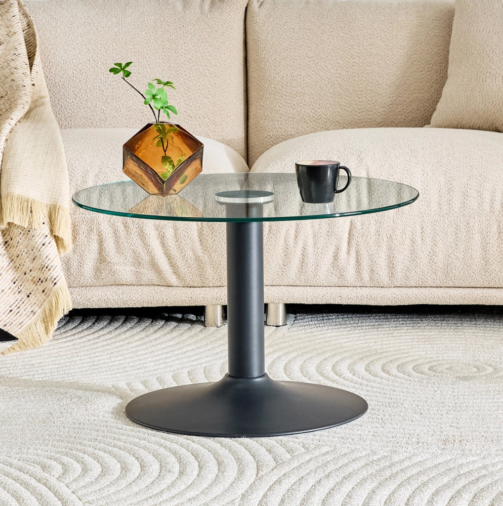 Tavolino da salotto rotondo Ø 70 cm in vetro e metallo nero HOMVRA