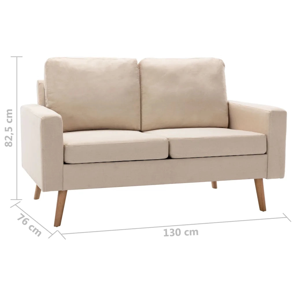 Divano a 2 Posti-Sofa 2 Posti Crema in Tessuto