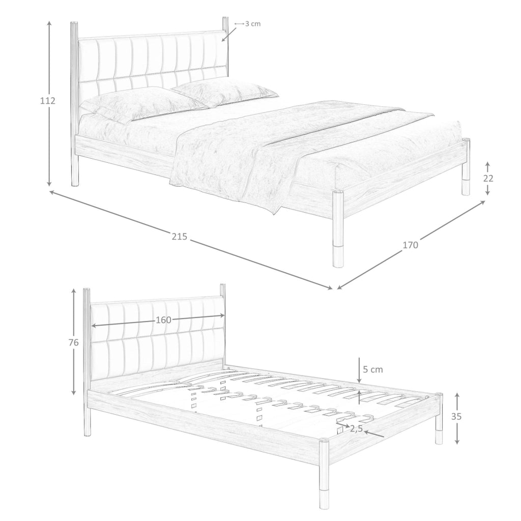 Letto in similpelle grigio scuro