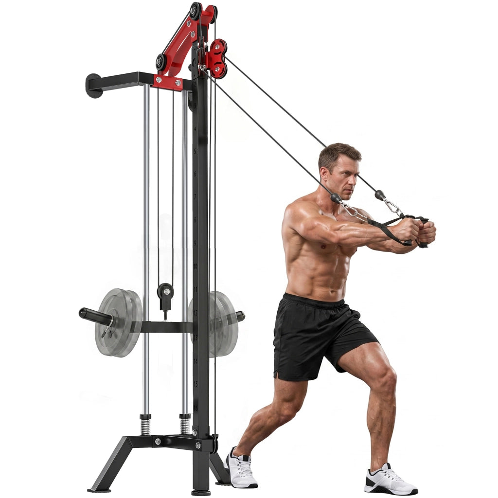 Cable Station, Wall-Mounted, Adjustable 16-Position Pulleys Machine, Black.