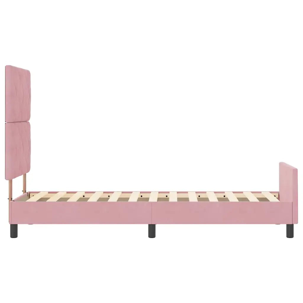 Letto a molle con testiera Rosa 80 x 200 cm Velluto 3344974