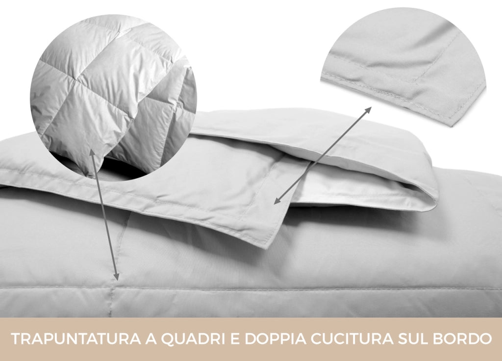 Interno Imbottitura Piumino Invernale 300gr/mq In Piuma D'Oca Bicolor - 1 Piazza e Mezza - Tortora-Bx