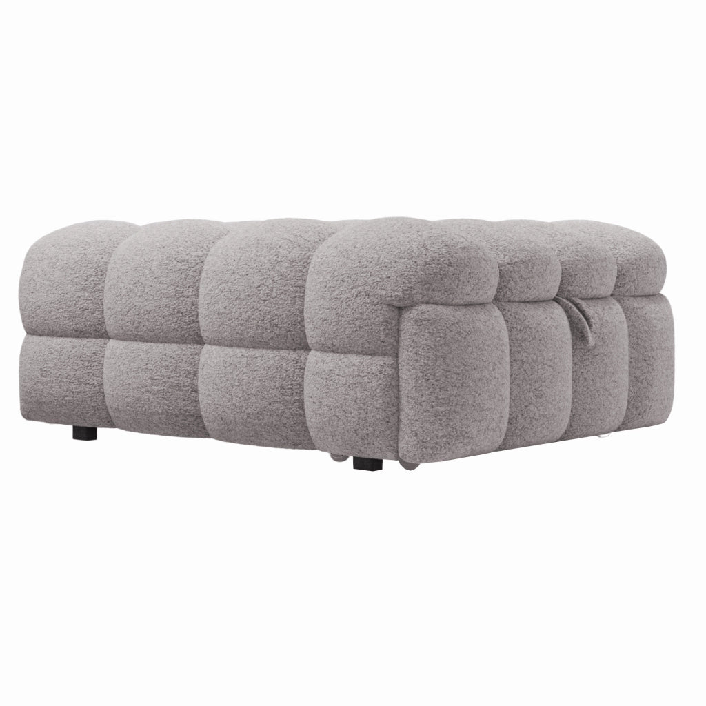 Letto singolo trasformabile in pouf 183 × 76 cm in bouclé grigio con imbottitura in schiuma