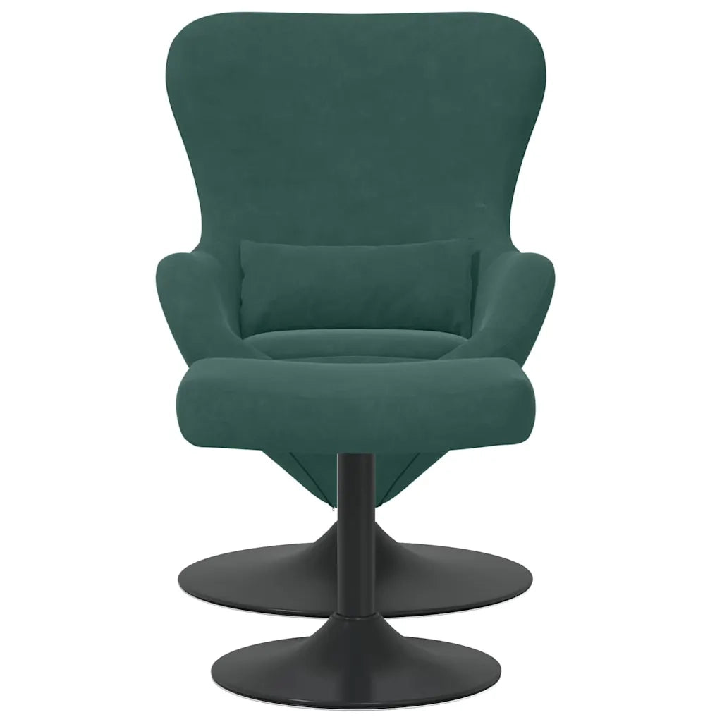 Poltrona | Sedia Egg con Pouf Verde Scuro Velluto