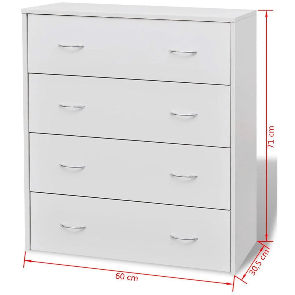 Buffet credenza mobiletto consolle mobile contenitore con 4 cassetti 71 cm bianco 4402003