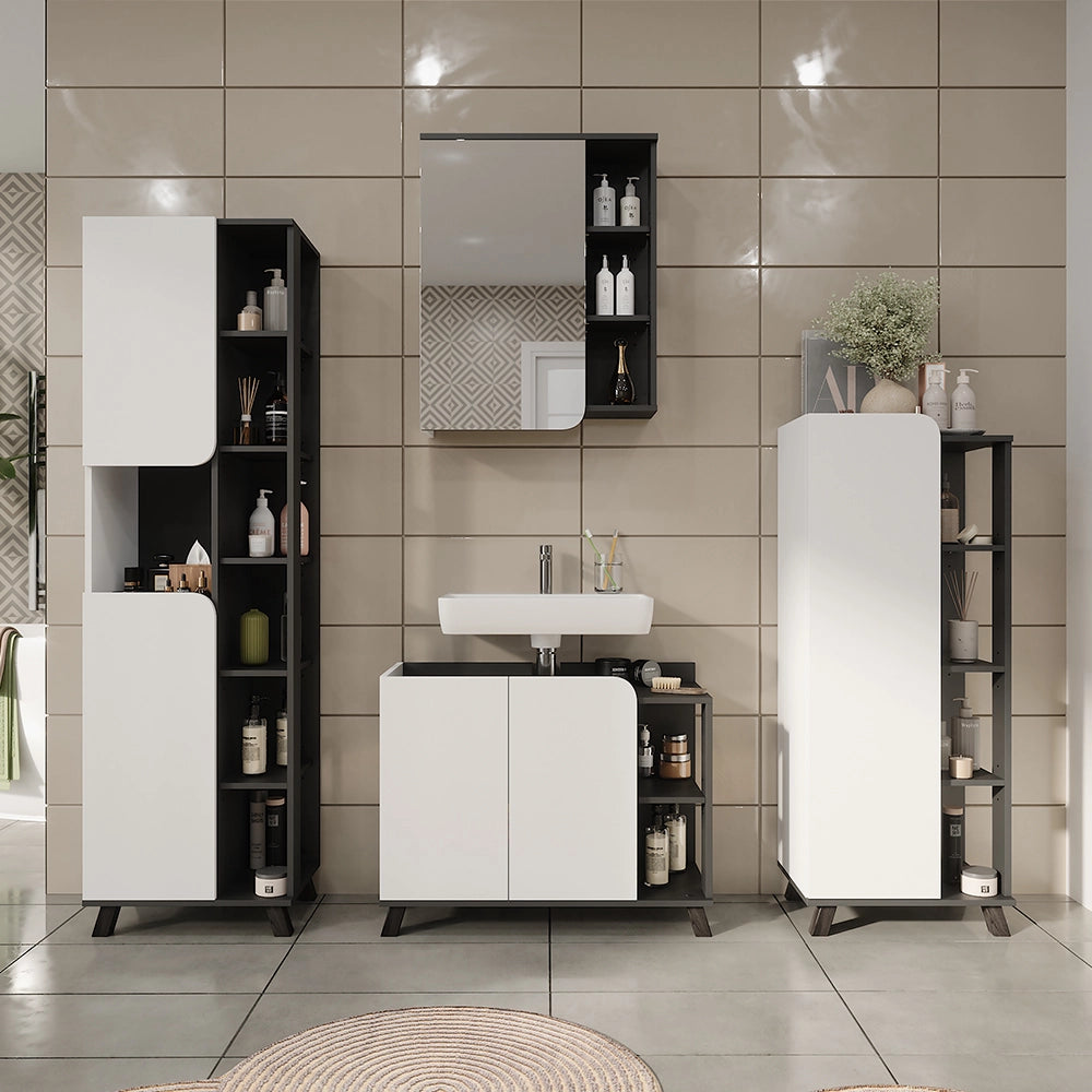 Vicco Mobile a specchio Antracite/bianco 60 x 75 cm