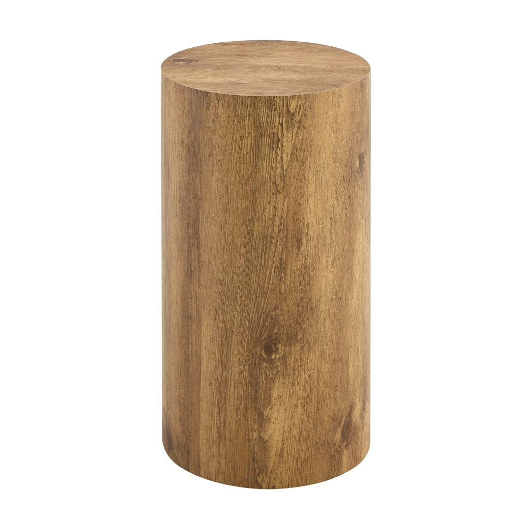 Tavolino rotondo in MDF effetto legno, diametro 30 cm, altezza 55 cm, design moderno minimalista