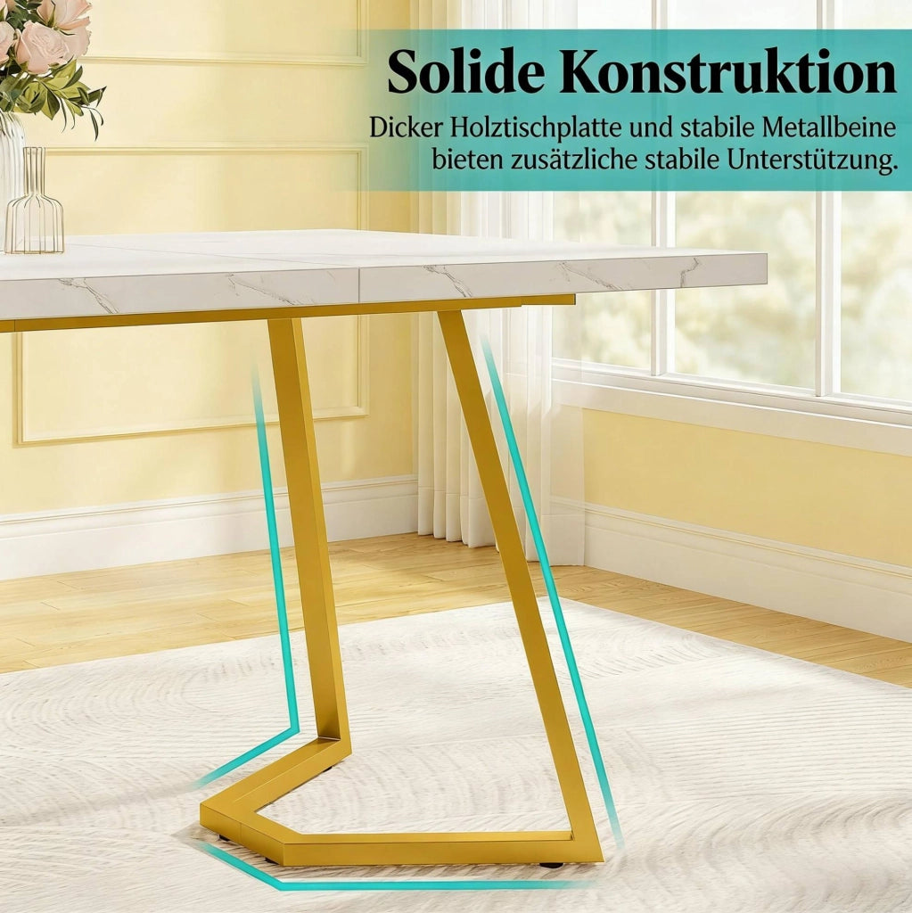 Scrivania per computer in legno stile moderno bianco e oro per ufficio e home office