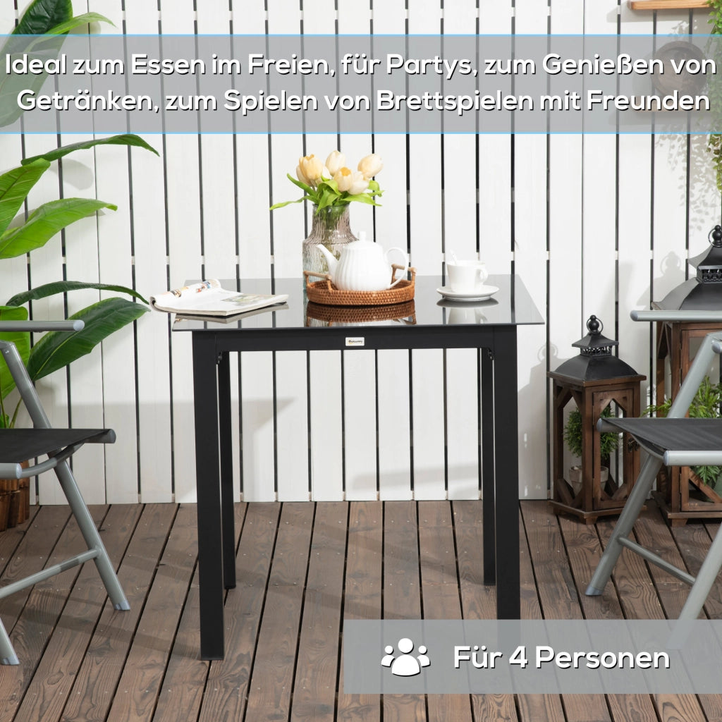 Tavolo da giardino ¨C Minimal ¨C 80x80x74 cm, nero, polyrattan