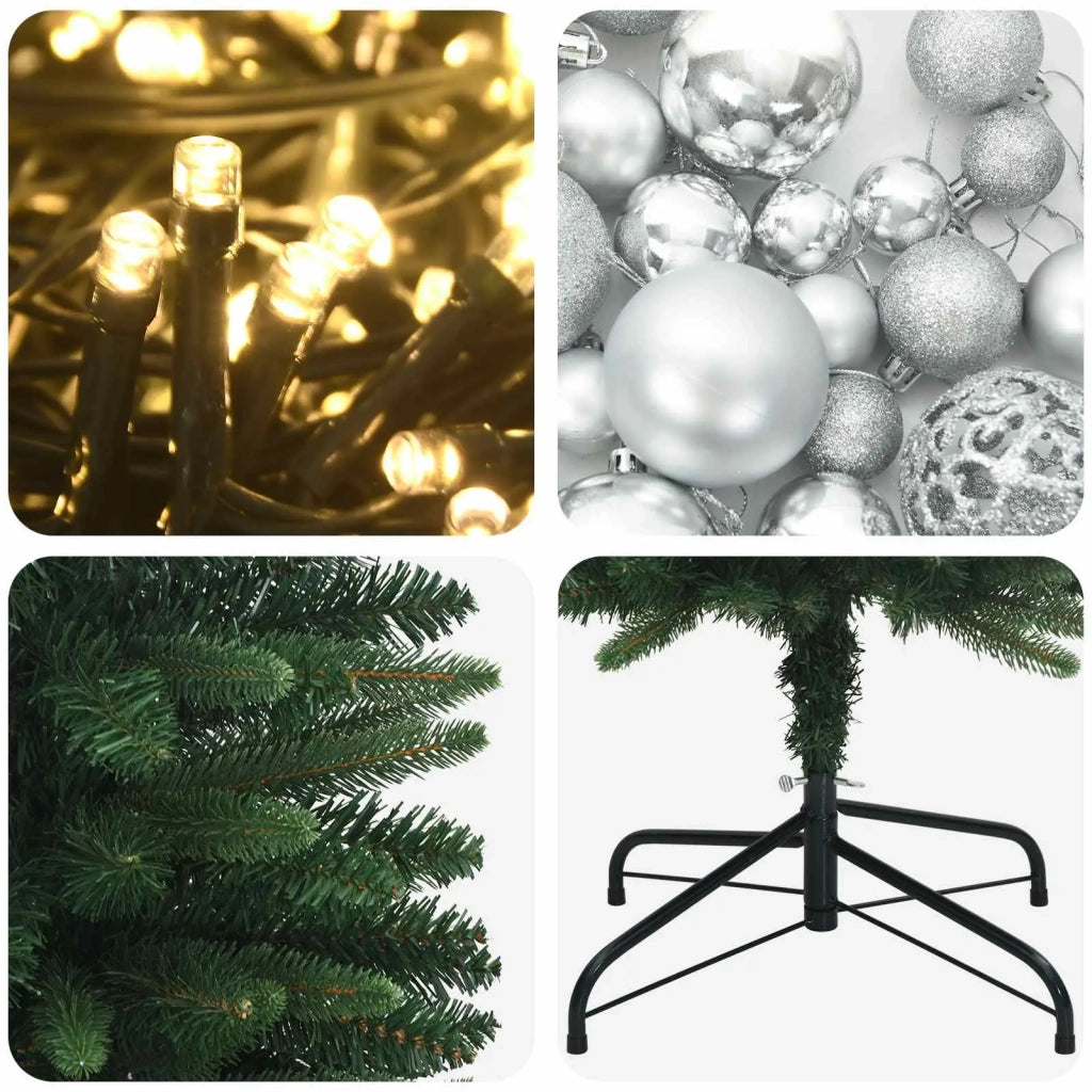 Albero di Natale Artificiale Slim con Palline 150 cm 150 LED 3466022