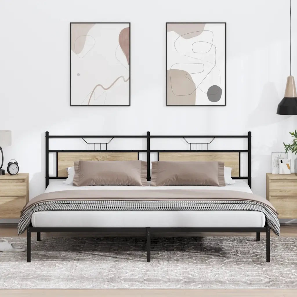 Letto matrimoniale | Letto per adulti | Giroletto senza Materasso Rovere Sonoma 193x201cm in Truciolato